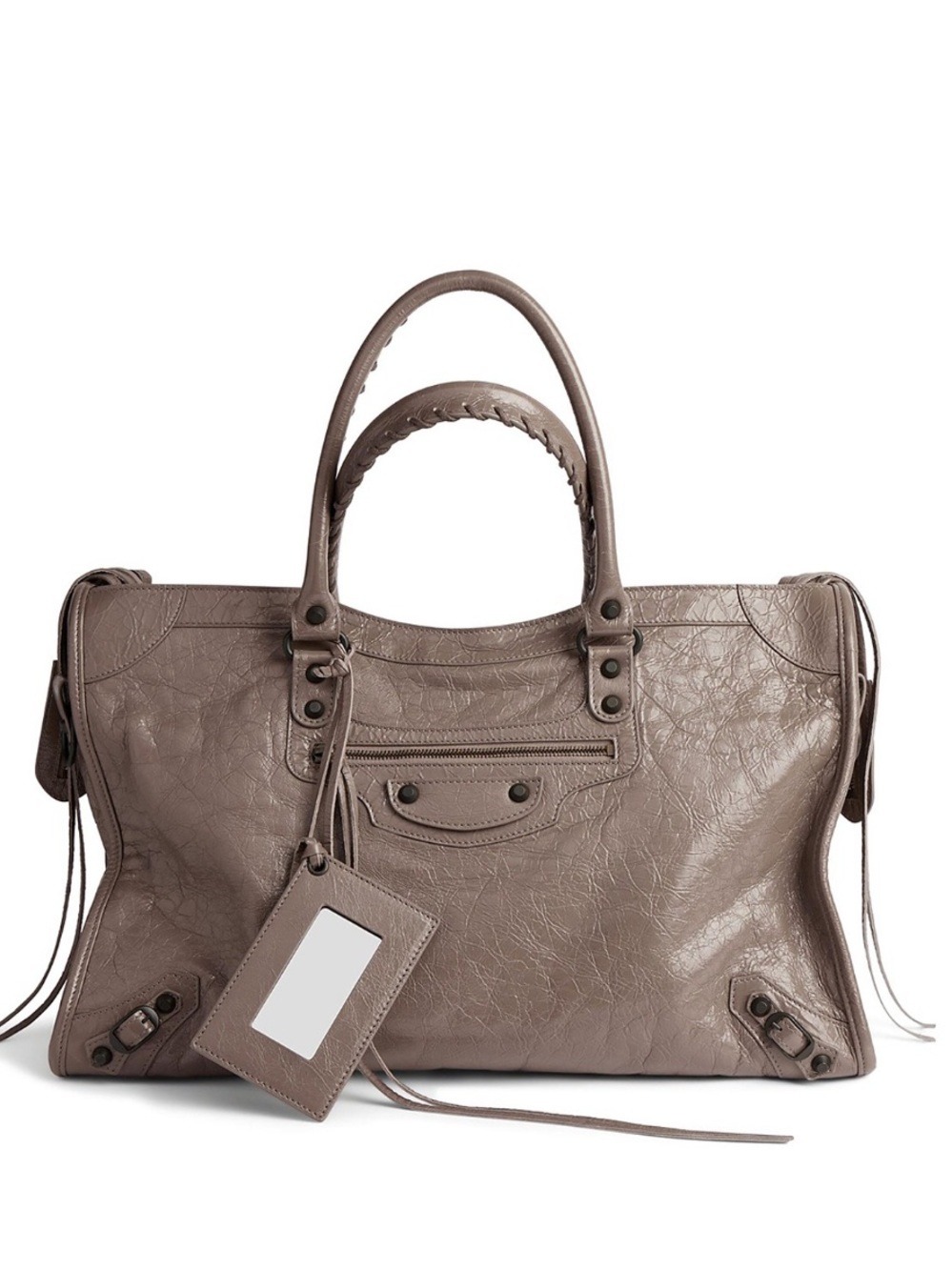 Balenciaga Dark Noix Leather Satchel with Top Handles